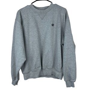 Vintage Y2K Champion Pullover Sweatshirt Unisex L Gray Crewneck Embroidered Logo